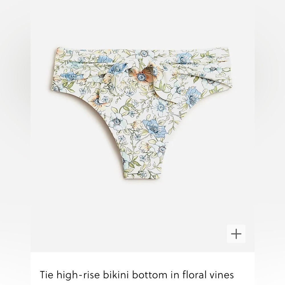 J Crew Women’s Swim Bottom Floral Vine Sz 3X Plus Bikini BF204 NWT Tie High Rise